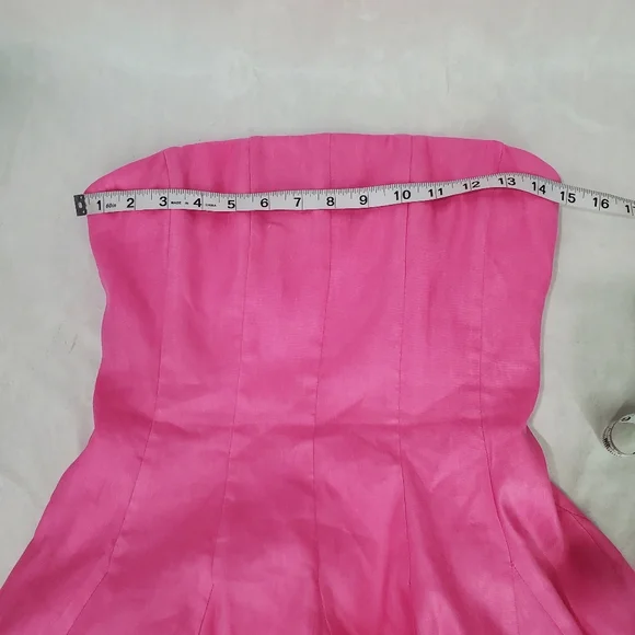 Milly Cameron Solid Linen Strapless Dress size 2 Pink Party Legally Blonde - Picture 11 of 15